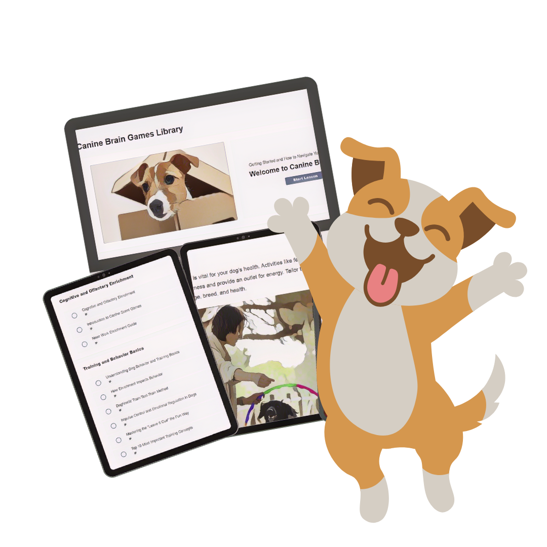 happy dog with digital content