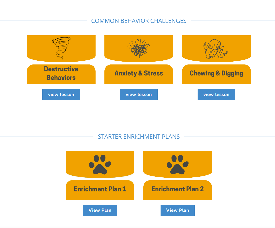 behavior resources and enrichment plans